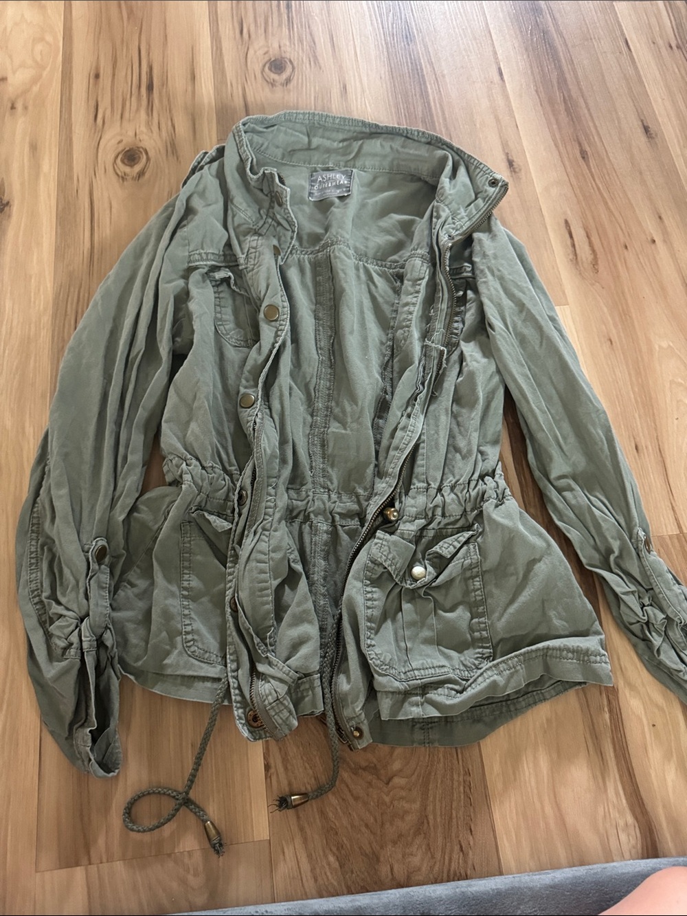 Ashley By 26 International Olive Utility Jacket with Drawstring Waist